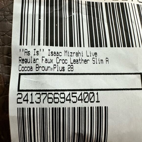 NWT Isaac Mizrahi Plus Size Brown Faux Croc Leather Ankle Pant - Size 28 - Picture 6 of 6